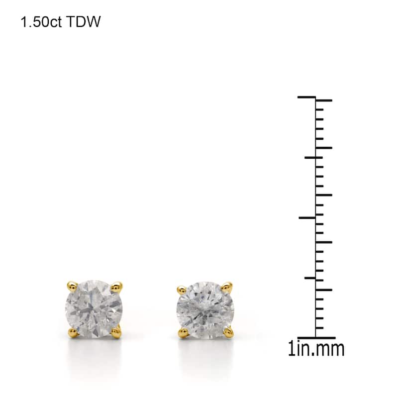 14k Yellow Gold 1/4 to 3ct TDW Clarity-Enhanced Diamond Stud Earrings (I-J, I2-I3)
