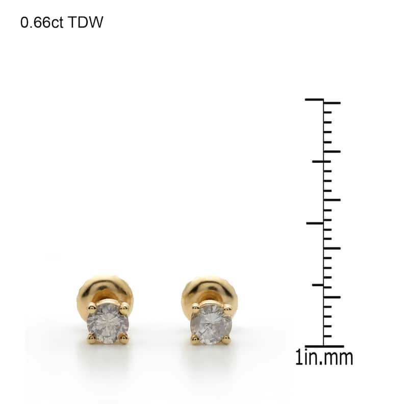 14k Yellow Gold 1/4 to 3ct TDW Clarity-Enhanced Diamond Stud Earrings (I-J, I2-I3)