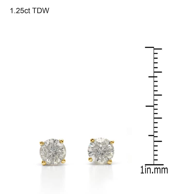 14k Yellow Gold 1/4 to 3ct TDW Clarity-Enhanced Diamond Stud Earrings (I-J, I2-I3)