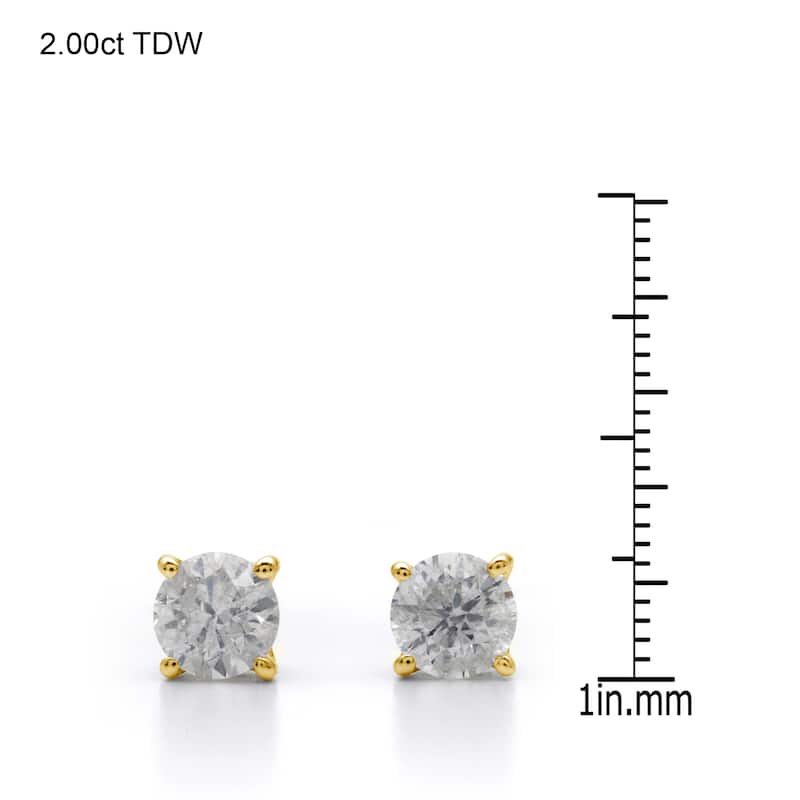14k Yellow Gold 1/4 to 3ct TDW Clarity-Enhanced Diamond Stud Earrings (I-J, I2-I3)