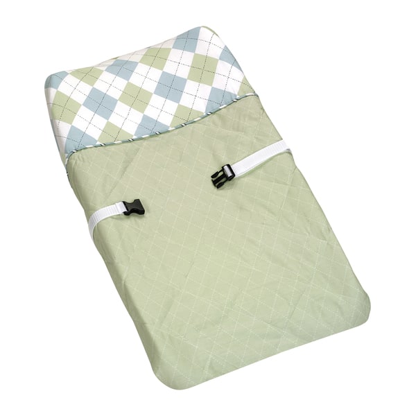 Sweet JoJo Designs Blue and Green Argyle Changing Pad Cover Bed Bath