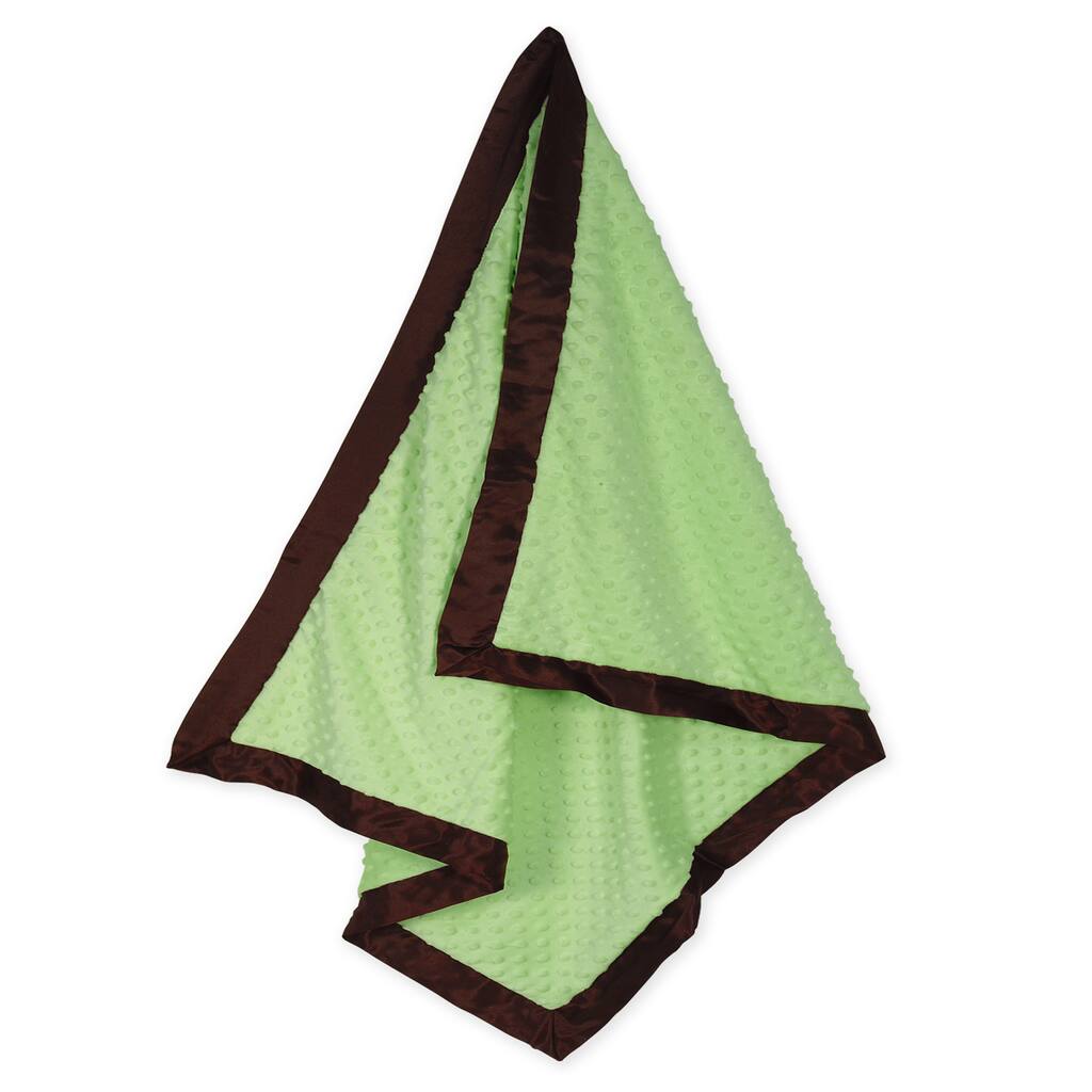 Sweet JoJo Designs Super Soft Green Minky Dot and Satin Baby Blanket