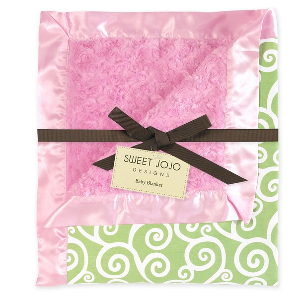Sweet JoJo Designs Olivia Pink and Green Minky Swirl Baby Blanket Sweet Jojo Designs Baby Blankets
