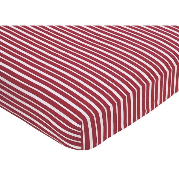 Shop Sweet Jojo Designs Vintage Aviator Red Stripe Fitted Crib