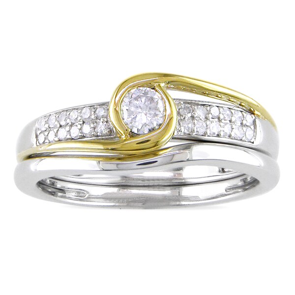 Miadora 14k Two-tone Gold 1/4ct TDW Diamond Bridal Ring Set (G-H, I1-I2)