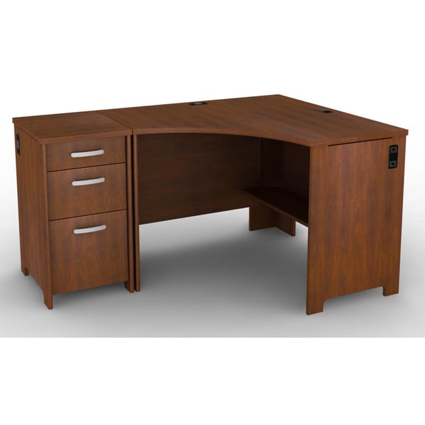 Shop Bush Furniture Corner Desk with 3Drawer Pedestal Cherry Free