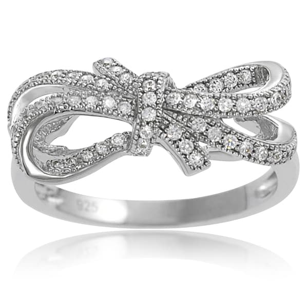 Shop Journee Collection Sterling Silver Cubic Zirconia Double Bow Ring Free Shipping On Orders