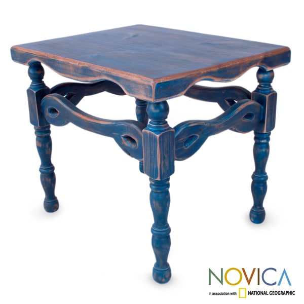 Handmade Pinewood Hidalgo Royal Blue End Table Mexico Handmade Pinewood X27 Hidalgo Royal Blue