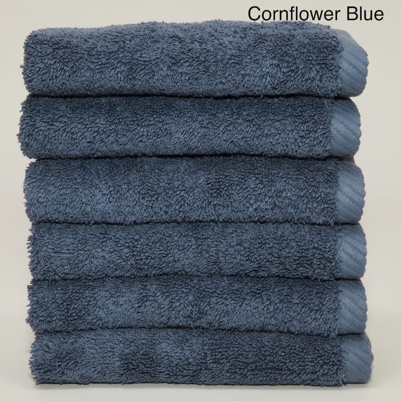 Authentic Hotel and Spa Plush Soft Twist Turkish Cotton Washcloth (Set of 6) - Cornflower blue
