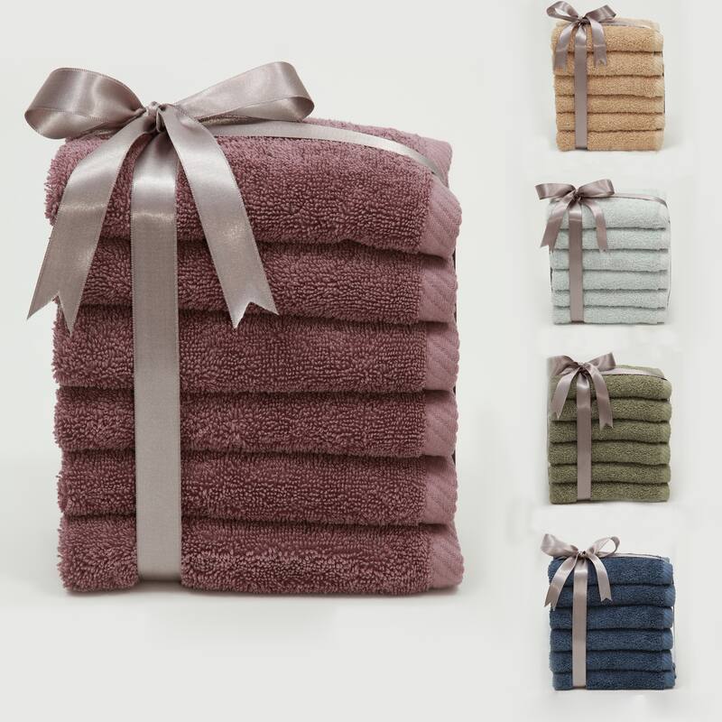 Authentic Hotel and Spa Plush Soft Twist Turkish Cotton Washcloth (Set of 6)