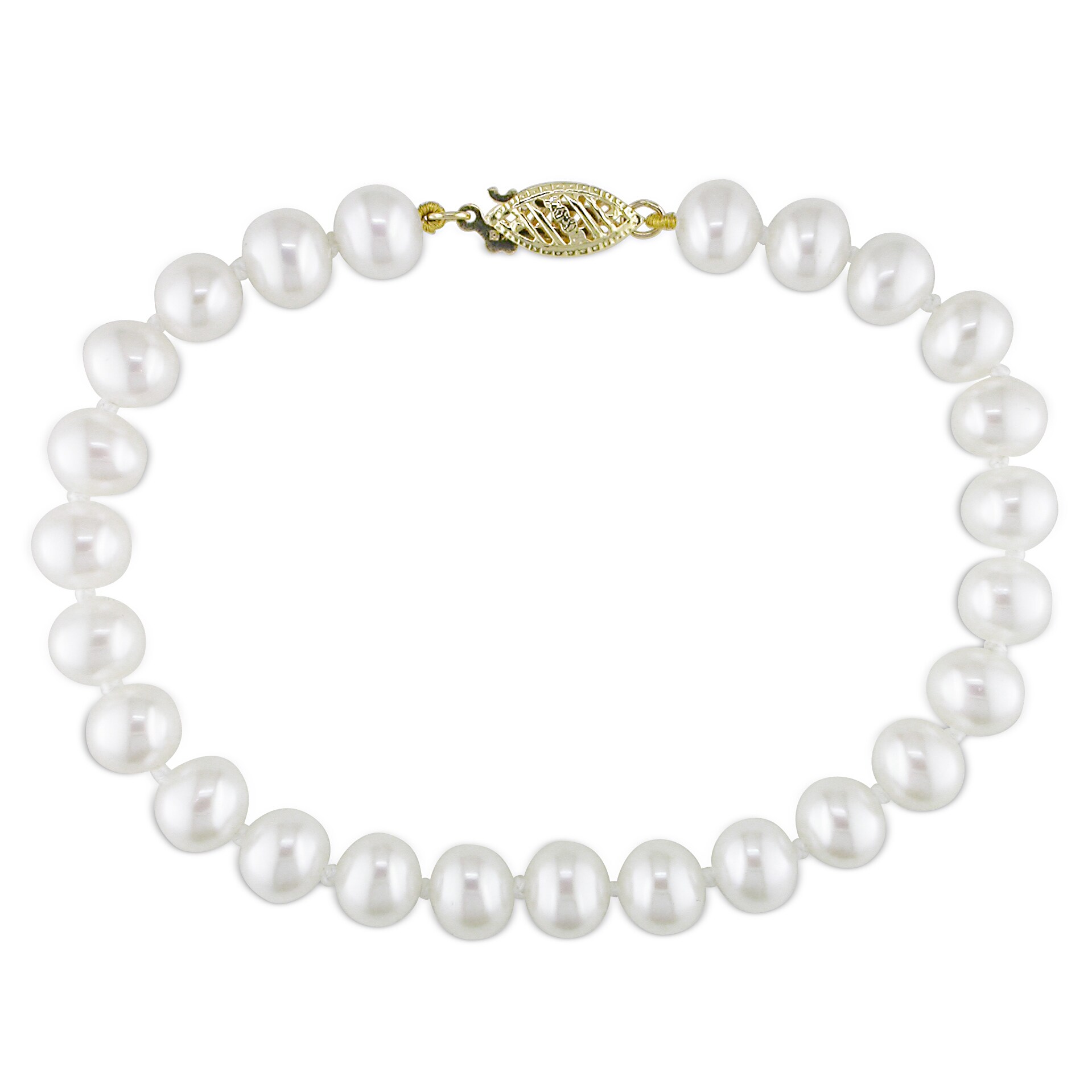 7mm Freshwater pearl bracelet Golden woman gift handmade in Quebec quality AAA