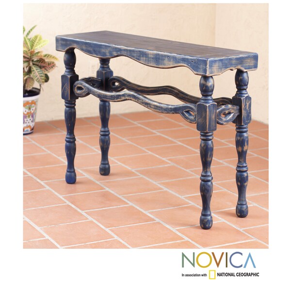 Shop Handmade Pinewood 'Hidalgo Royal Blue' Console Table (Mexico