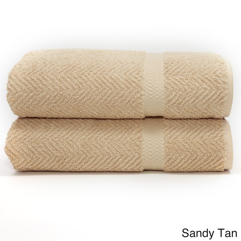 Authentic Hotel and Spa Herringbone Weave Turkish Cotton Bath Towel (Set of 2)