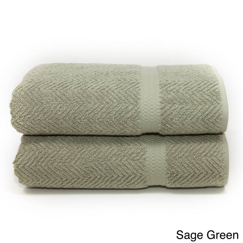 Authentic Hotel and Spa Herringbone Weave Turkish Cotton Bath Towel (Set of 2)