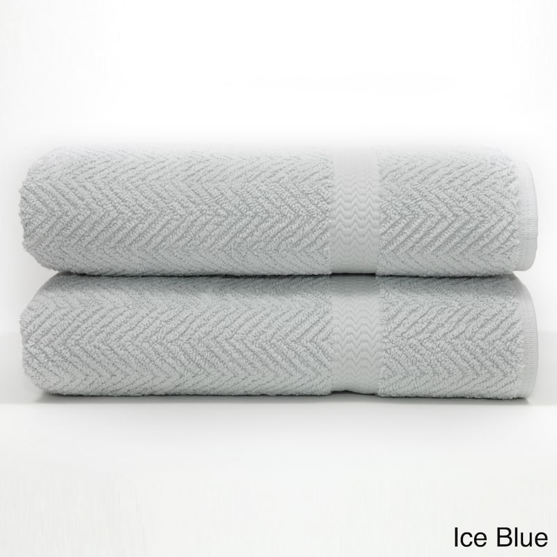 Authentic Hotel and Spa Herringbone Weave Turkish Cotton Bath Towel (Set of 2)
