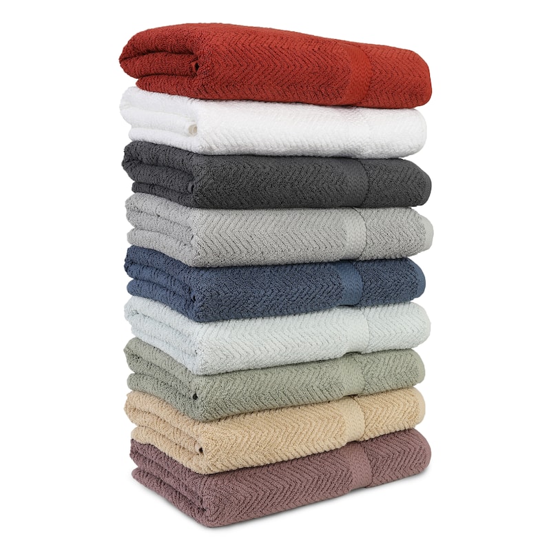 Authentic Hotel and Spa Herringbone Weave Turkish Cotton Bath Towel (Set of 2)