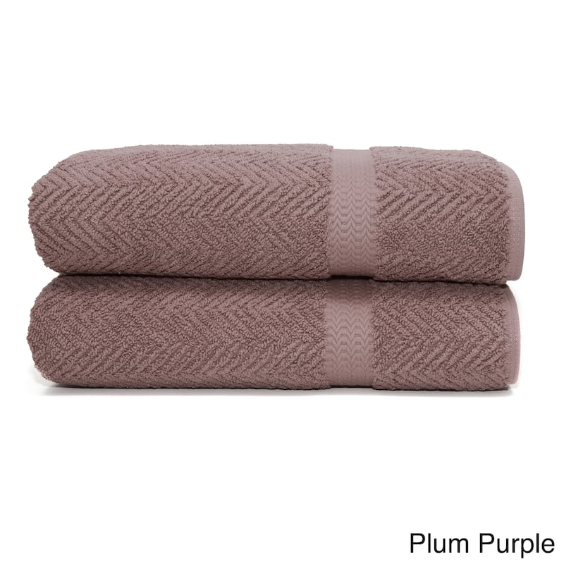 Authentic Hotel and Spa Herringbone Weave Turkish Cotton Bath Towel (Set of 2)