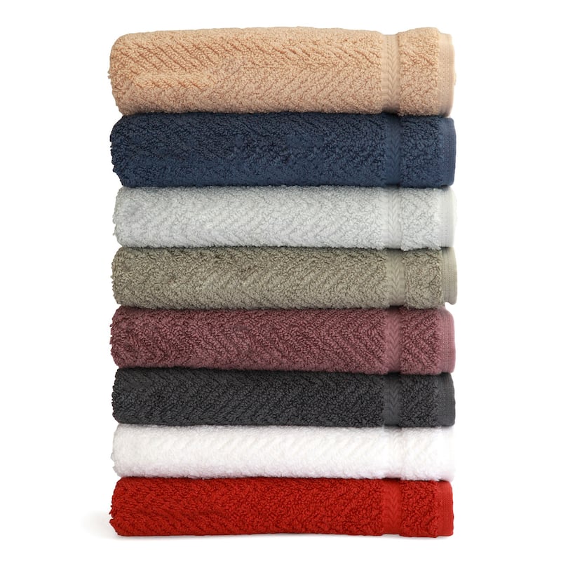 Authentic Hotel and Spa Herringbone Weave Turkish Cotton Hand Towel (set of 4)