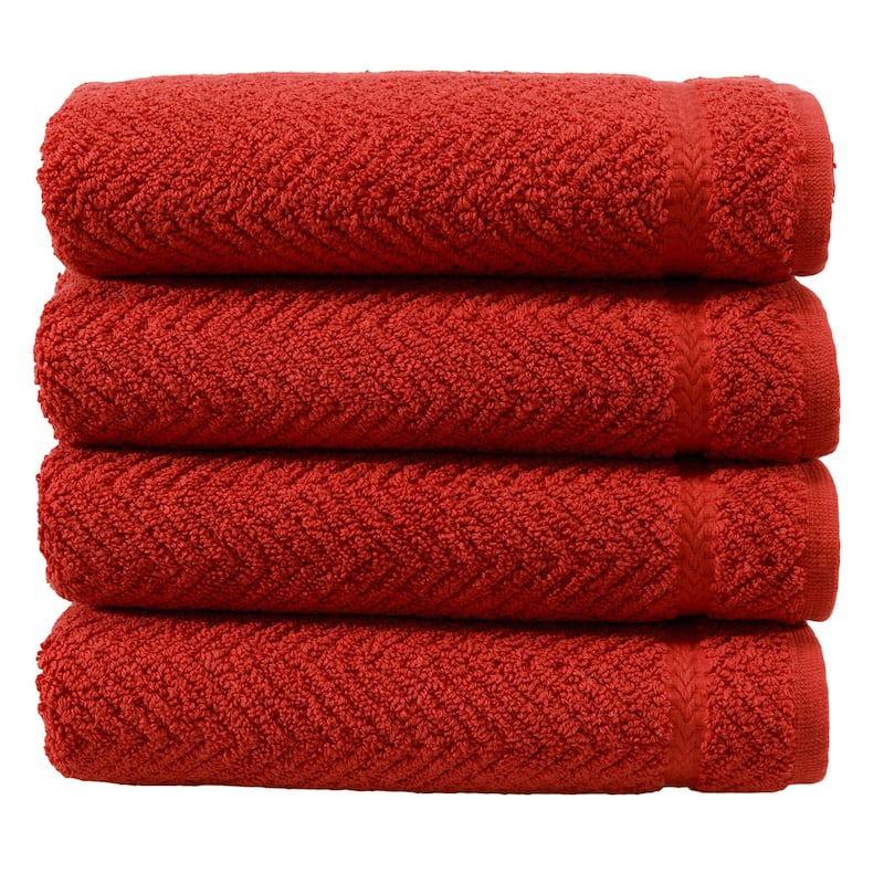 Authentic Hotel and Spa Herringbone Weave Turkish Cotton Hand Towel (set of 4)