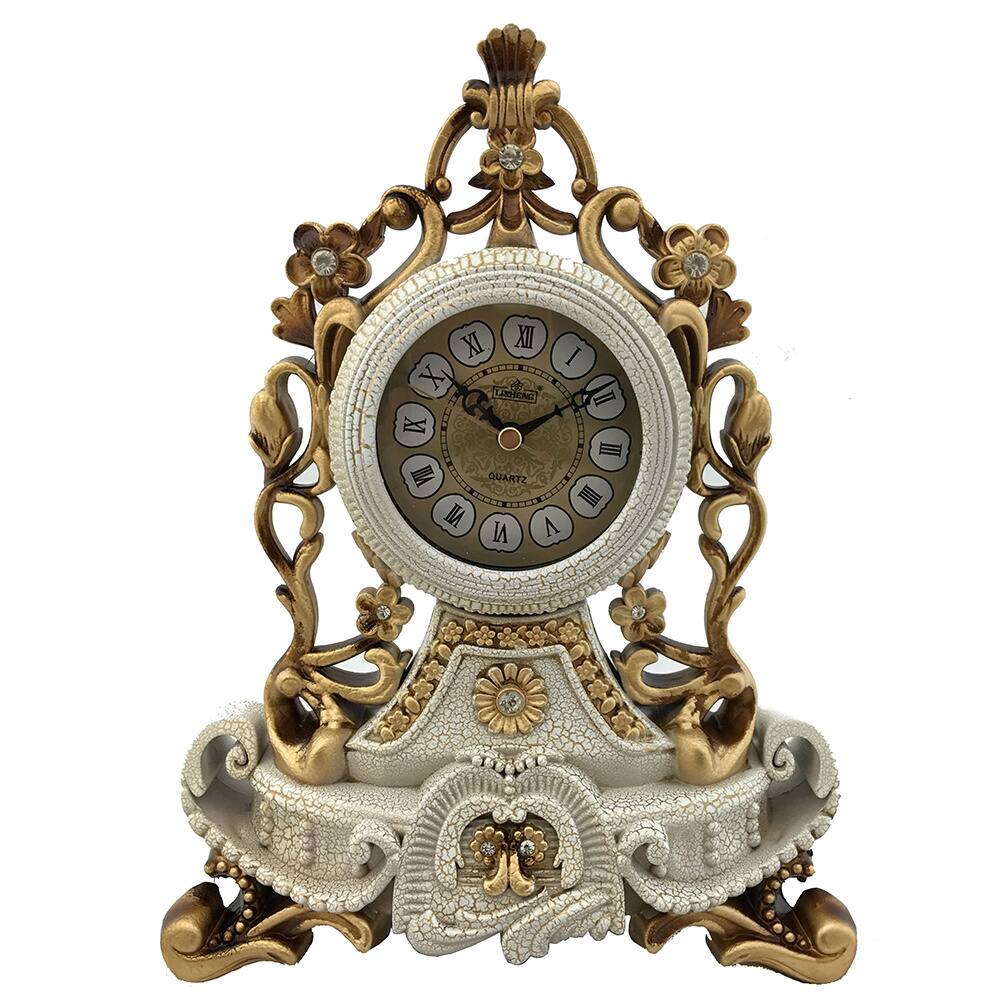 Italian-style Buomo White and Goldtone Table Clock