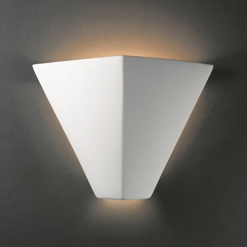 Trapezoidal Ceramic Bisque 1-light ADA Wall Sconce - Bisque