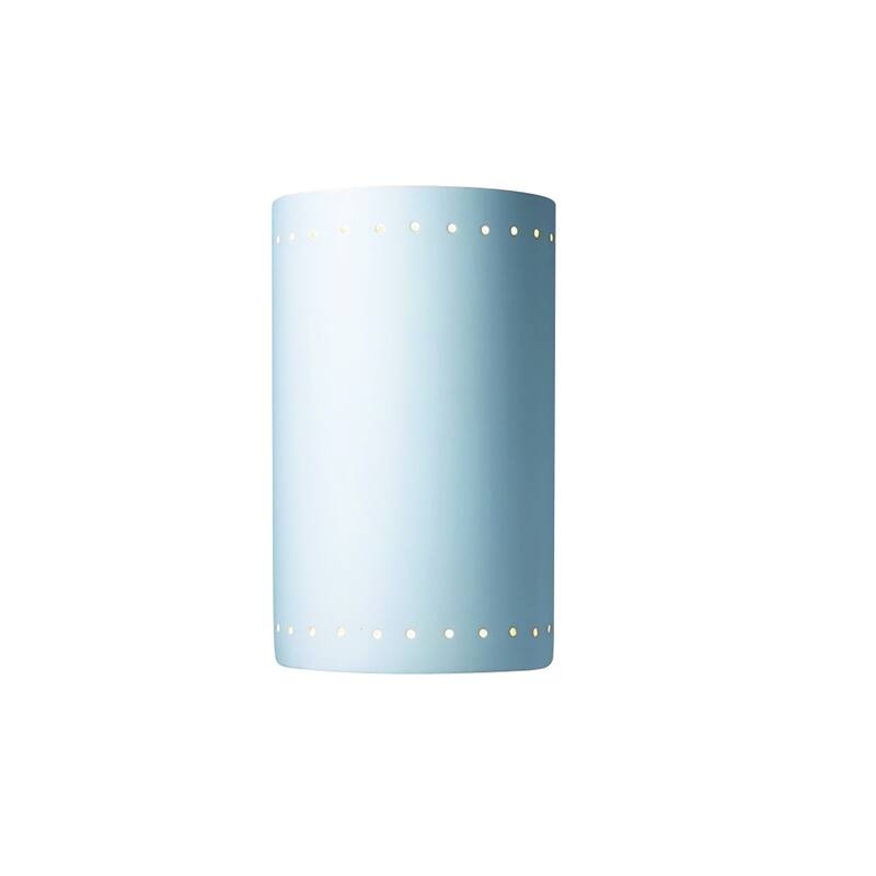 Porch & Den Foundry Bisque Perferated Ceramic Closed Top Cylindrical 2-light Sconce