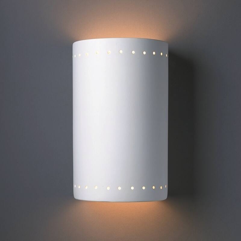Porch & Den Foundry Bisque Perferated Ceramic Closed Top Cylindrical 2-light Sconce