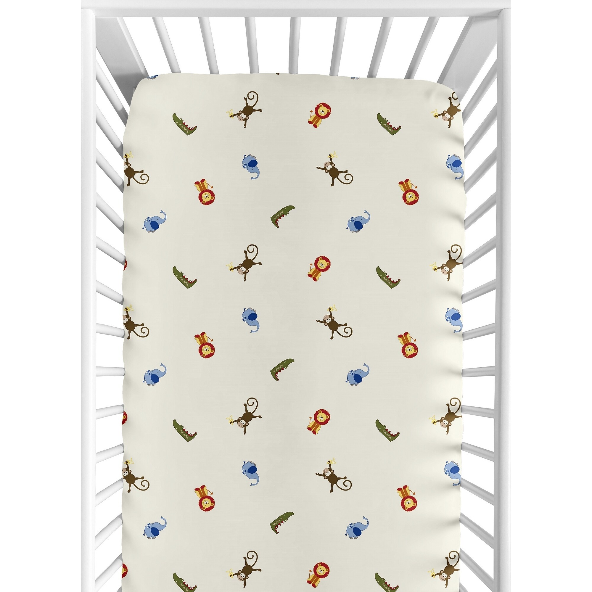 Shop Sweet Jojo Designs Jungle Time Animal Print Fitted Crib Sheet