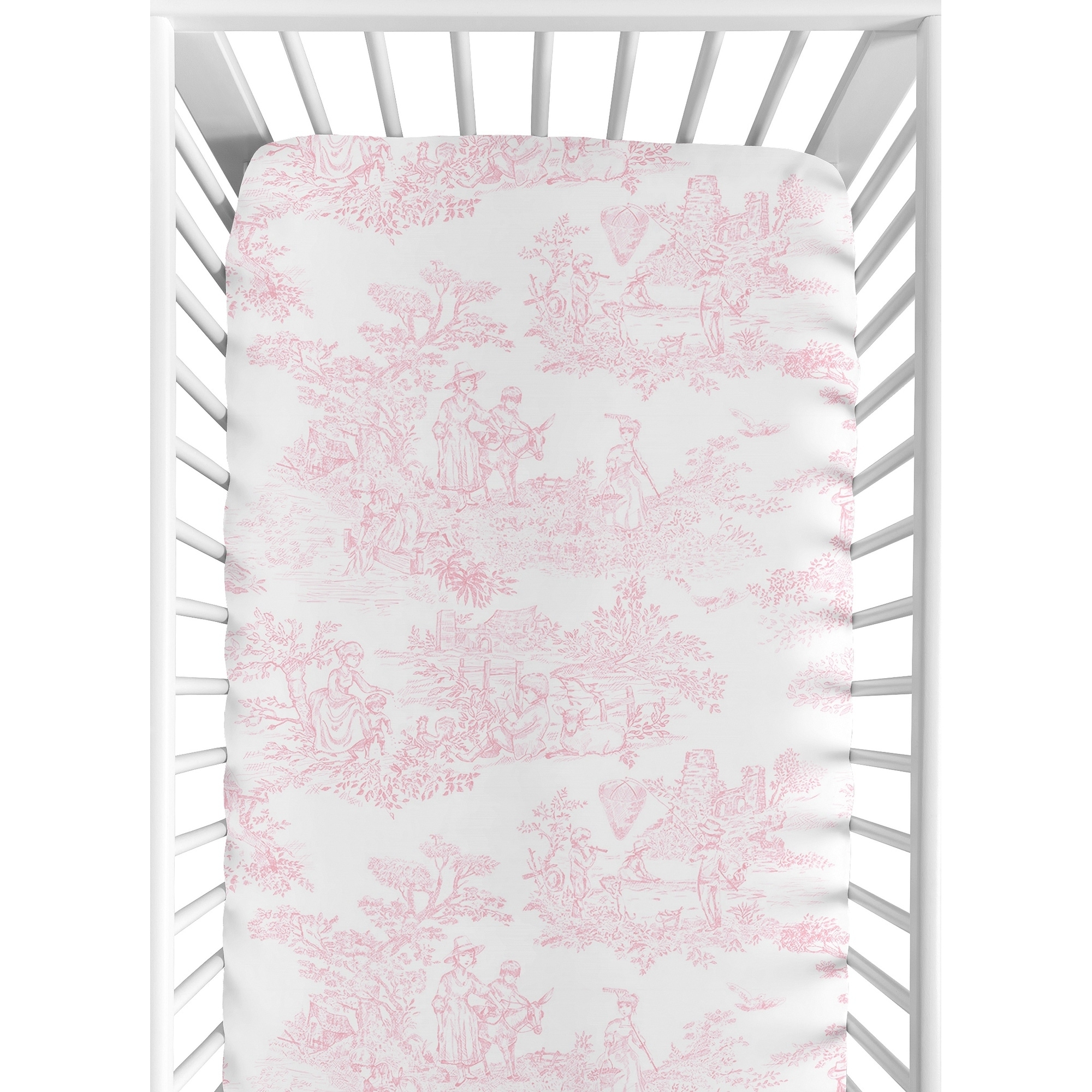 Shop Sweet Jojo Designs Pink French Toile Fitted Crib Sheet