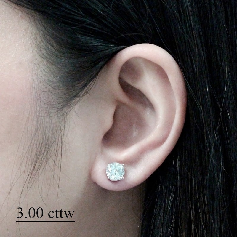Auriya 14k Gold 1ct to 3ctw Round Clarity-enhanced Diamond Stud Earrings (I-J, I2-I3) - 3.00ct