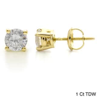 2 To 5 Carats Diamond Earrings Online At Our 14k Yellow Gold 1ct To 3ct Tw Clarity Enhanced Diamond Stud Earrings By Auriya