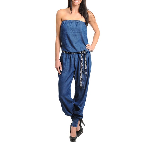 Stanzino Women's Denim Strapless Jumpsuit Stanzino Rompers & Jumpsuits