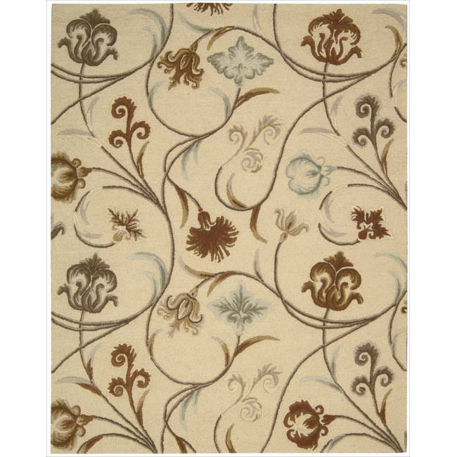 Nourison In Bloom INB09 Hand-tufted Area Rug - 7'6" x 9'6" - Beige - Rectangle