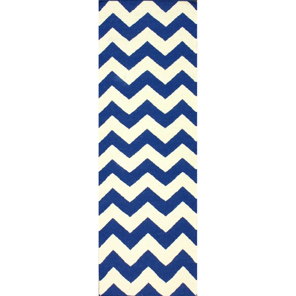 nuLOOM Handmade Flatweave Chevron Wool Runner - 2'6" x 8' Runner