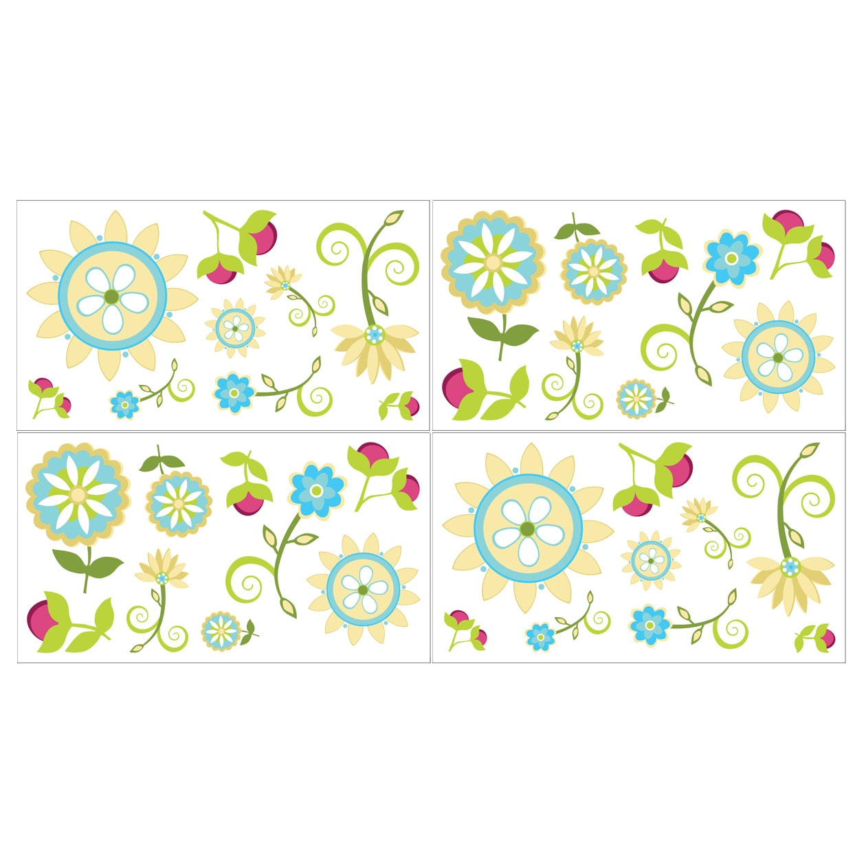 Sweet Jojo Design Layla Wall Decal Stickers (set Of 4 Sheet)