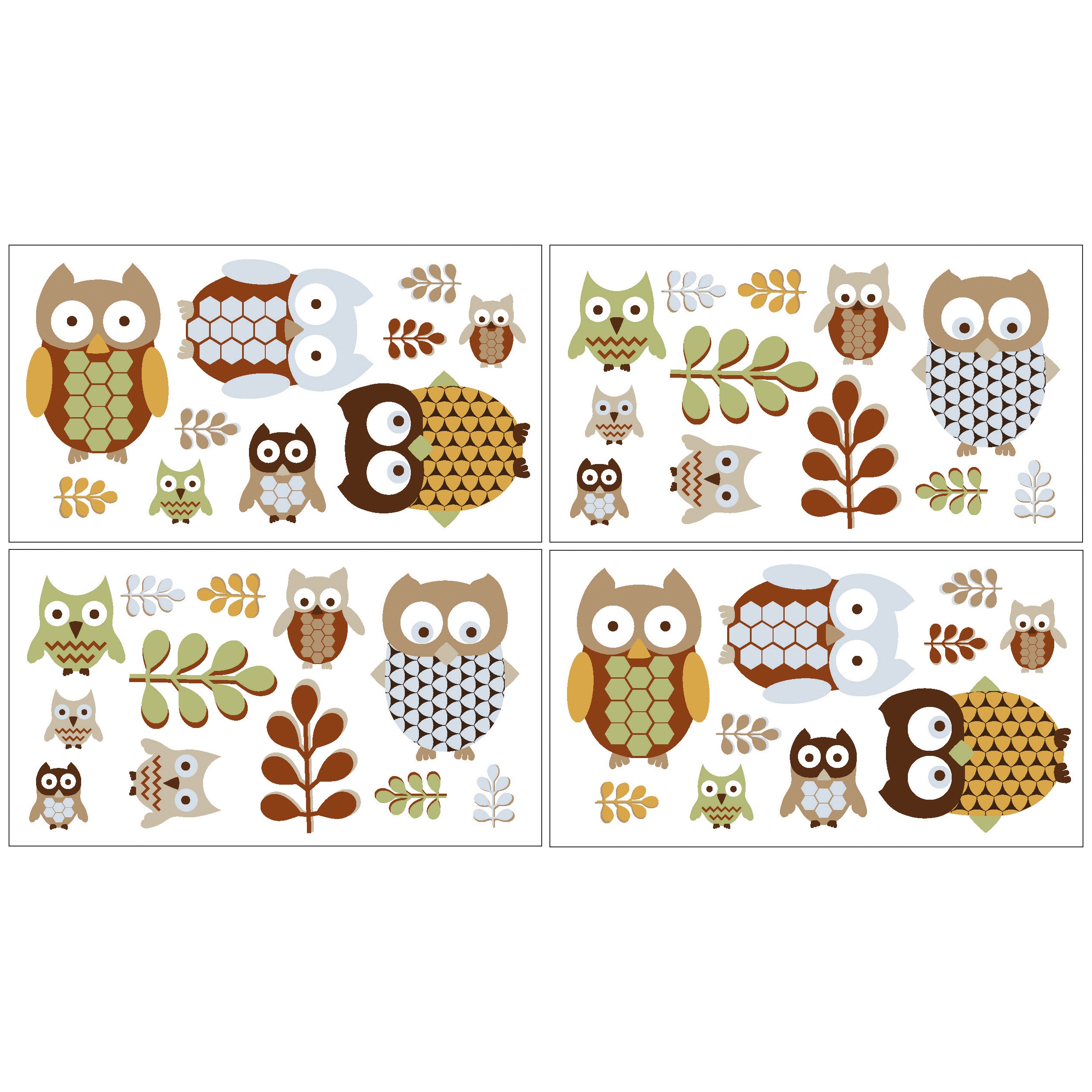 Sweet Jojo Designs Night Owl Wall Decal Stickers (set Of 4)