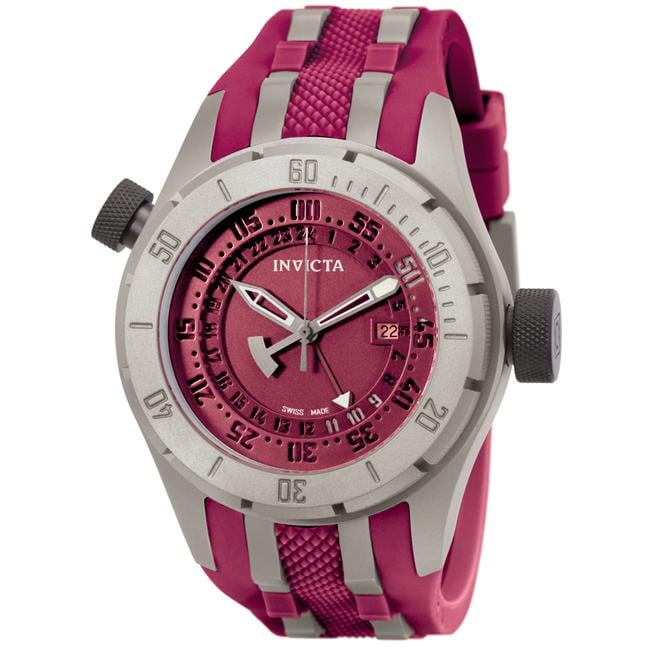 Invicta Mens Force Maroon Polyurethane/ Titanium GMT Watch