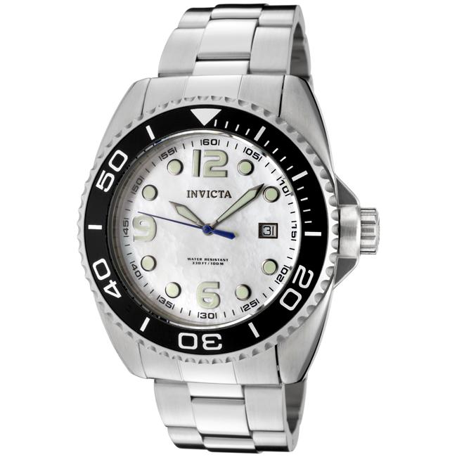 Invicta Mens Pro Diver White MOP Stainless Steel Watch