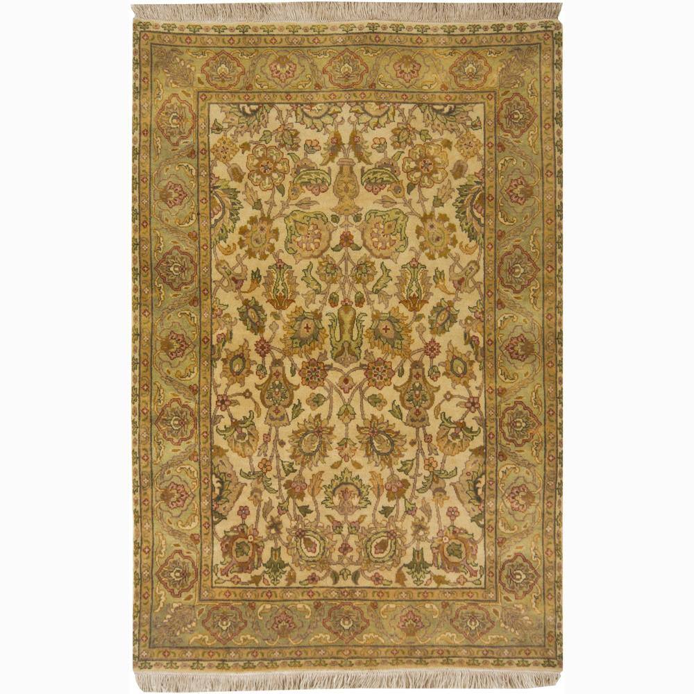Hand-knotted Mandara Oriental Gold New Zealand Wool Rug (4' x 6')