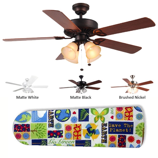 New Image Concepts 4 light 'Save the Earth' Ceiling Fan Ceiling Fans