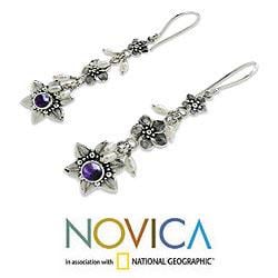 Sterling Silver 'Angel' Pearl Amethyst Earrings (4 mm) (Indonesia) Novica Earrings