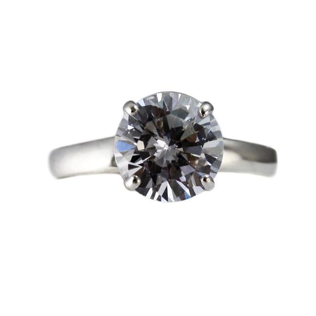 10k White Gold Clear Cubic Zirconia Solitaire Ring