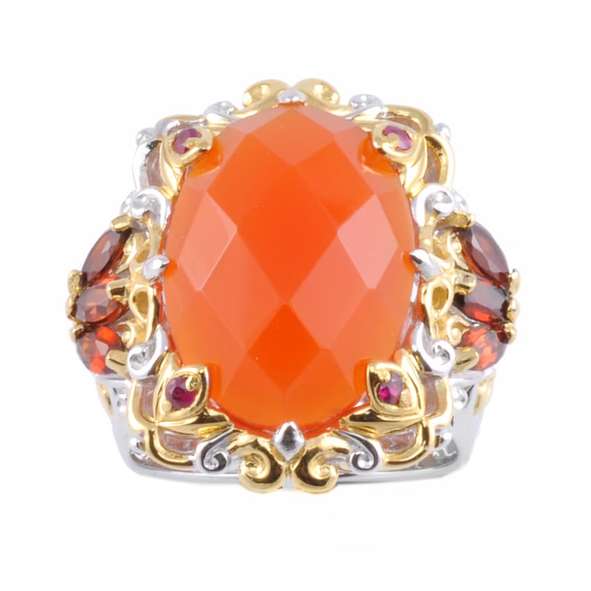 Michael Valitutti Two tone Carnelian, Garnet and Ruby Ring   