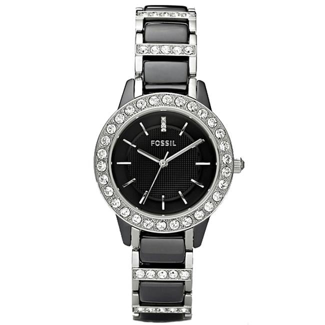 Fossil Womens Jessie Crystal Datail Ceramic Watch