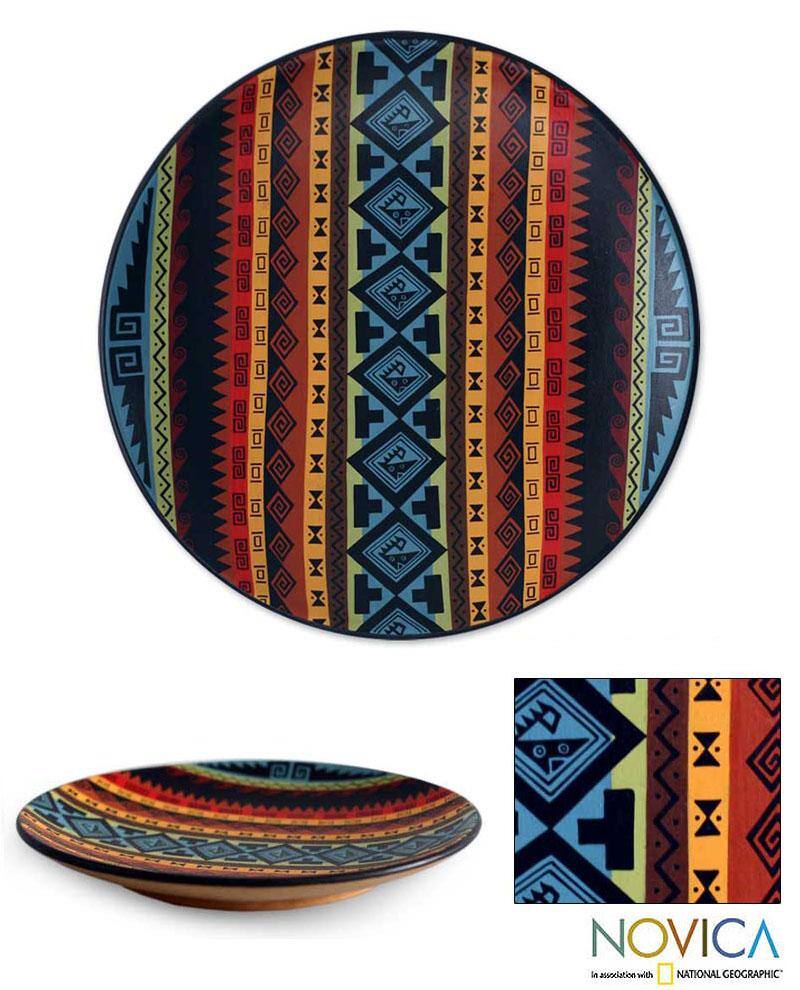 Ceramic Handcrafted 'Happy World' Cuzco Decorative Plate (Peru)