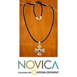   Fire of Faith Garnet Leather Necklace (Indonesia)  