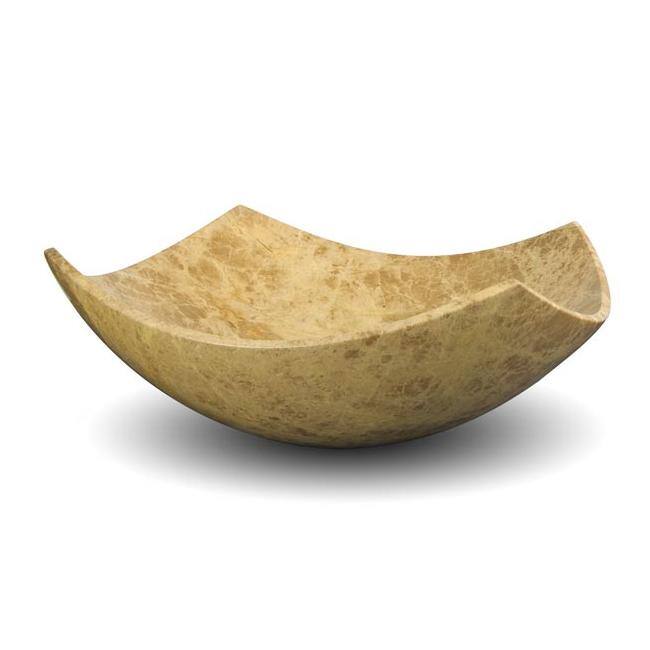 Square Edged Emperador Light Stone Vessel Sink