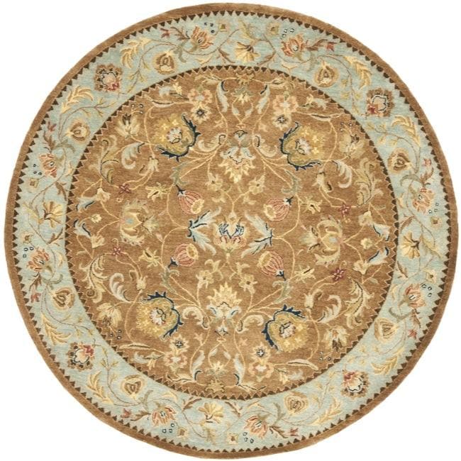 Handmade Eden Brown/ Blue Hand spun Wool Rug (8 Round)