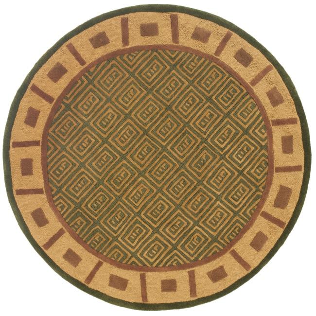 Handmade Passage Green Wool Rug (5' Round) Safavieh Round/Oval/Square