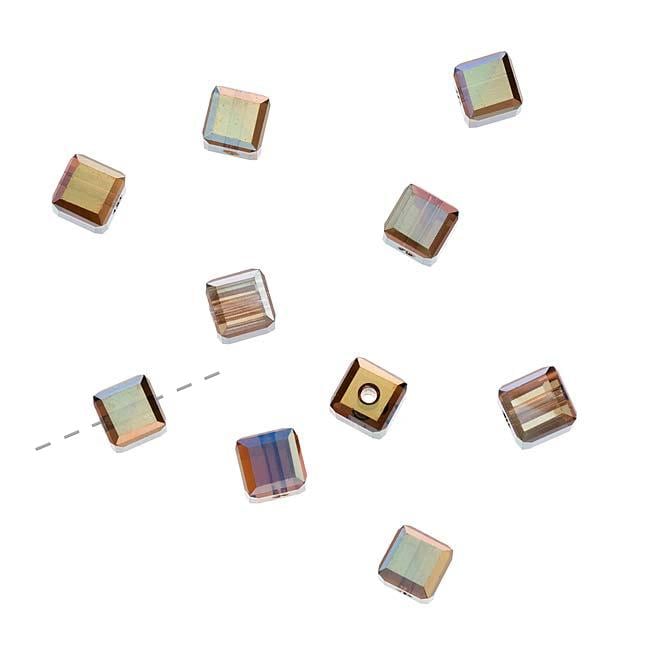 Beadaholique Crystal Bronze Shade 2X 4mm Cube Bead Beadaholique Loose Beads & Stones